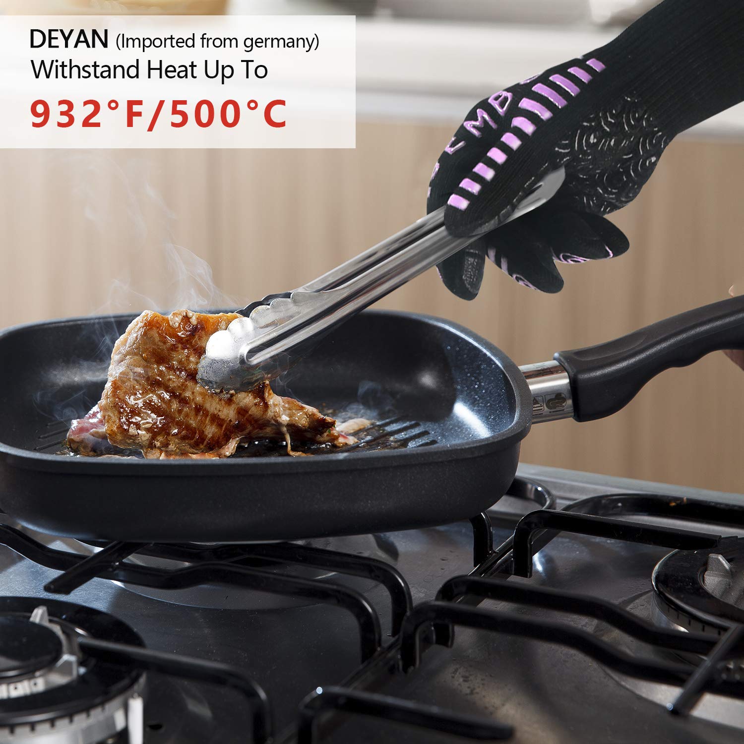 932℉ Extreme Heat Resistant BBQ Gloves - Food Grade Silicone Oven Mitts for Grilling & Baking | Non-Slip Kitchen Gloves for Cooking, Roasting, Smoker & Outdoor Camping Use