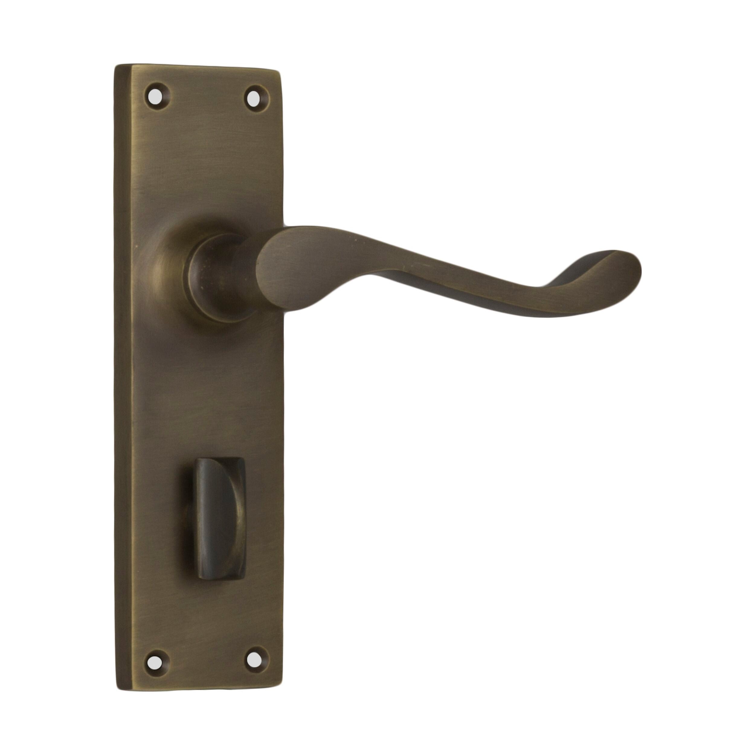 Victorian Style Door Lever Privacy Pair in Antique Brass - H152xW42xP59mm - Perfect for Bedroom, Bathroom & Interior Doors