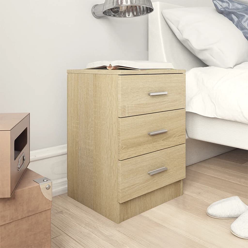 2-Piece VidaXL Bedside Cabinets - Sonoma Oak Finish Nightstands with Drawer Storage, Telephone Stand & End Table for Bedroom Furniture - Perfect for Small Spaces, Apartments & Guest Rooms
