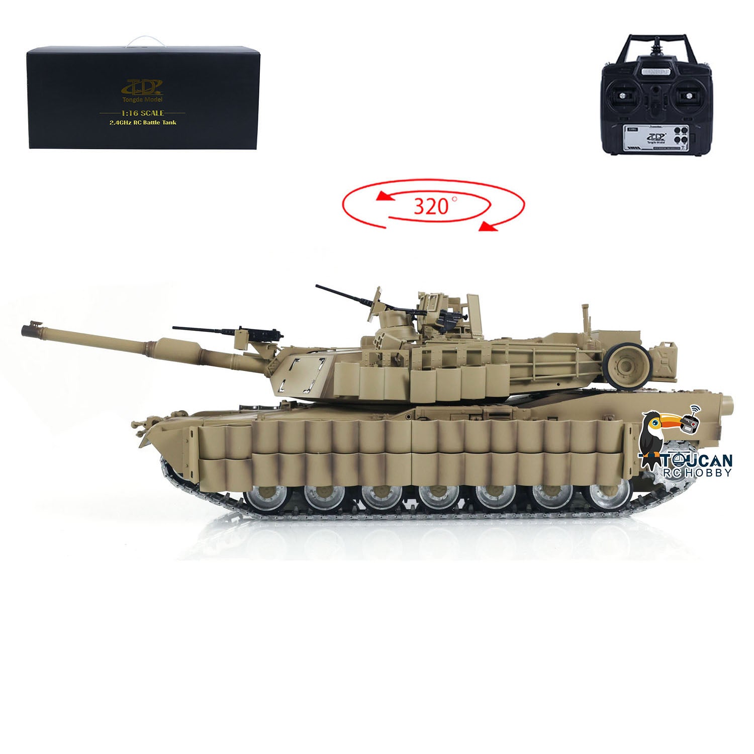 1/16 Scale Abrams M1A2 SEP TUSK II RC Battle Tank with Infrared System - Electric Remote Controlled Military Tank Model with 320 BB Unit & Barrel Recoil System - Perfect for War Simulation, Collectors & Outdoor Battle Games