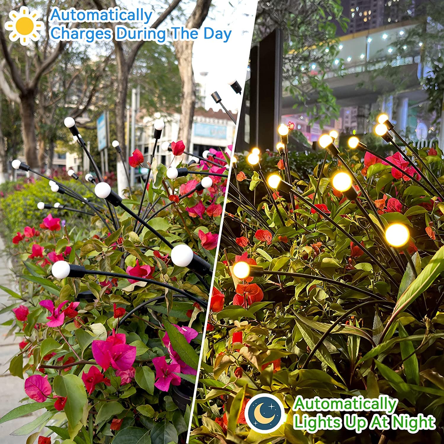 20LED Solar Garden Lights - 2 Pack Upgraded Waterproof Outdoor Solar Swaying Lights with 2 Lighting Modes, Warm White Firefly Lights for Yard, Patio, Pathway & Landscape Decoration | Perfect for Evening Ambiance & Garden Parties