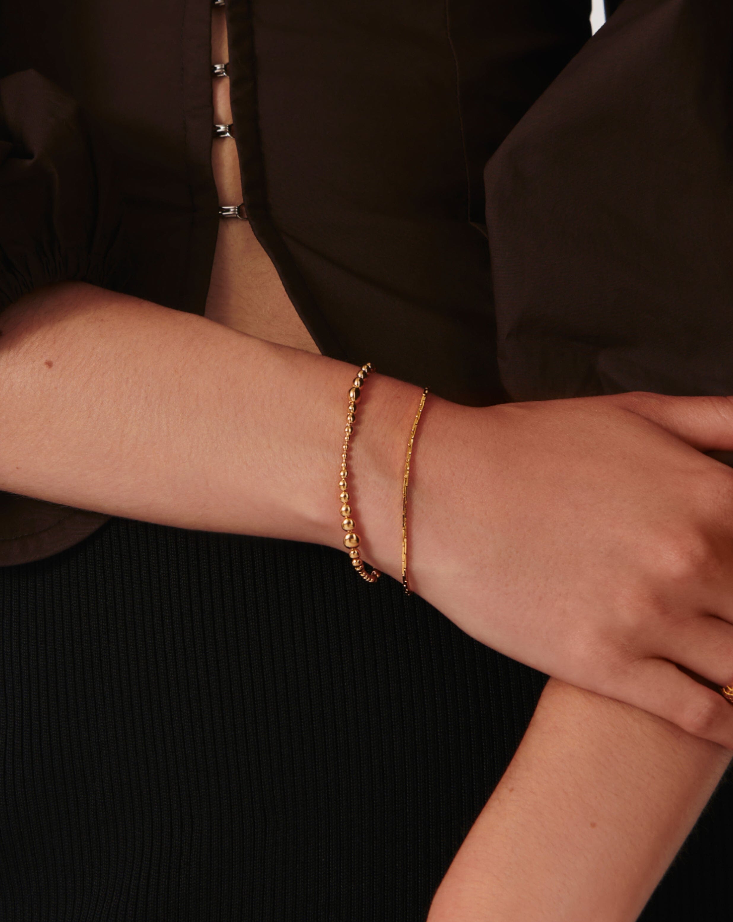 18k Gold Vermeil Graduated Beaded Bracelet - Elegant Stackable Jewelry for Women, Perfect for Everyday Wear, Gifts & Special Occasions