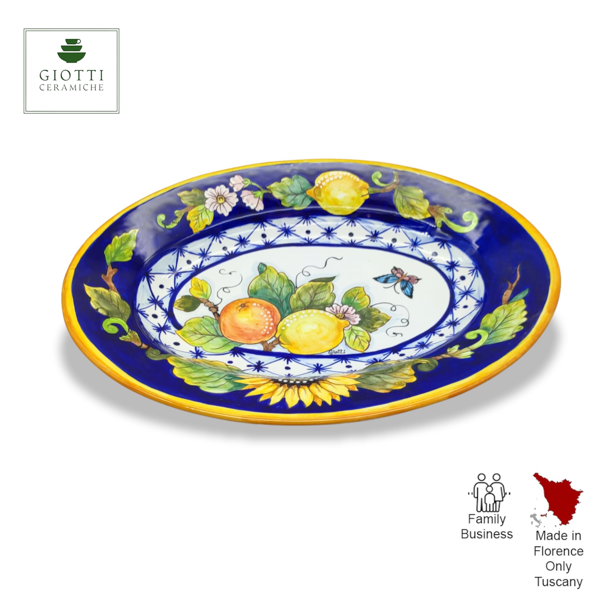 Italian Ceramic Serving Tray - Hand Painted Tuscan Dinnerware for Kitchen & Dining