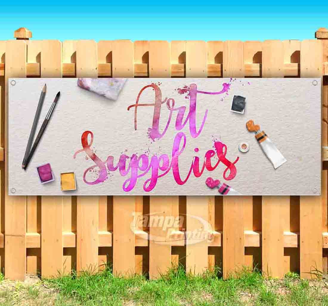 13 oz Heavy-Duty Vinyl Art Supplies Banner - Non-Fabric Single-Sided with Metal Grommets - Perfect for Outdoor Events, Trade Shows & Classroom Decorations
