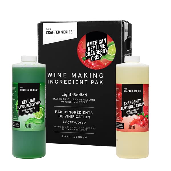 Premium DIY Fruit Wine Making Kit - Craft 30 Bottles/6 Gallons of Homemade Wine (American Key Lime Cranberry Crisp Flavor) | Perfect for Home Brewing, Gifts & Special Occasions