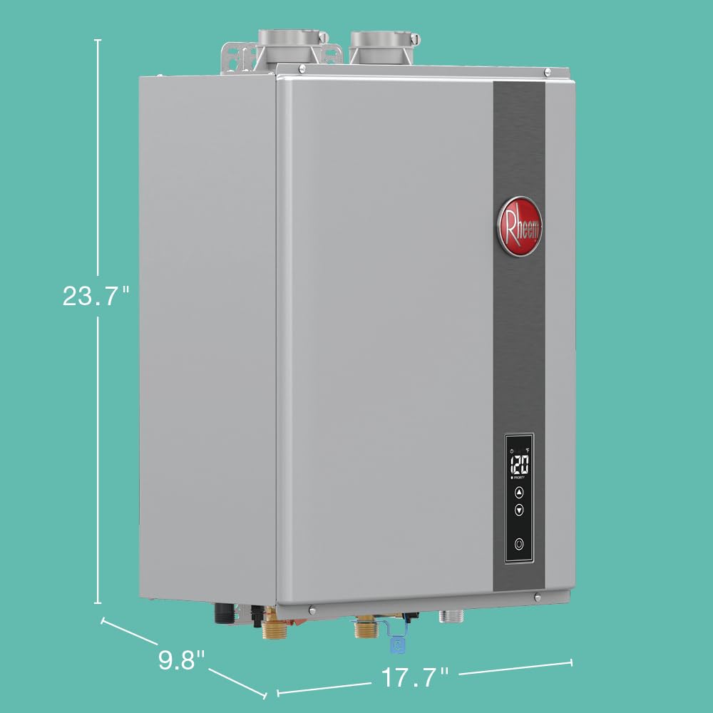 Rheem RTGH-84DVLP-3 Indoor 8.4 GPM Liquid Propane Tankless Water Heater - Energy Efficient, Continuous Hot Water for Showers, Sinks & Appliances