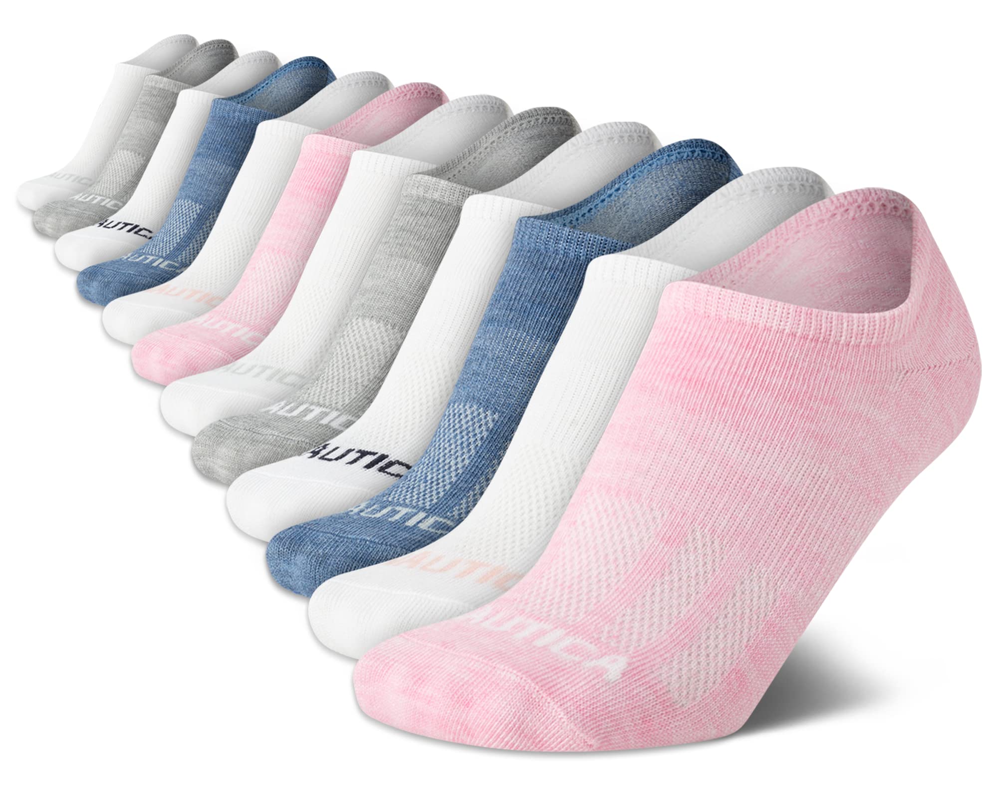 Nautica Women's No Show Socks 12-Pack - Low Cut Liner Socks for Sneakers & Casual Shoes | Breathable Comfort for Everyday Wear, Gym, Work & Travel