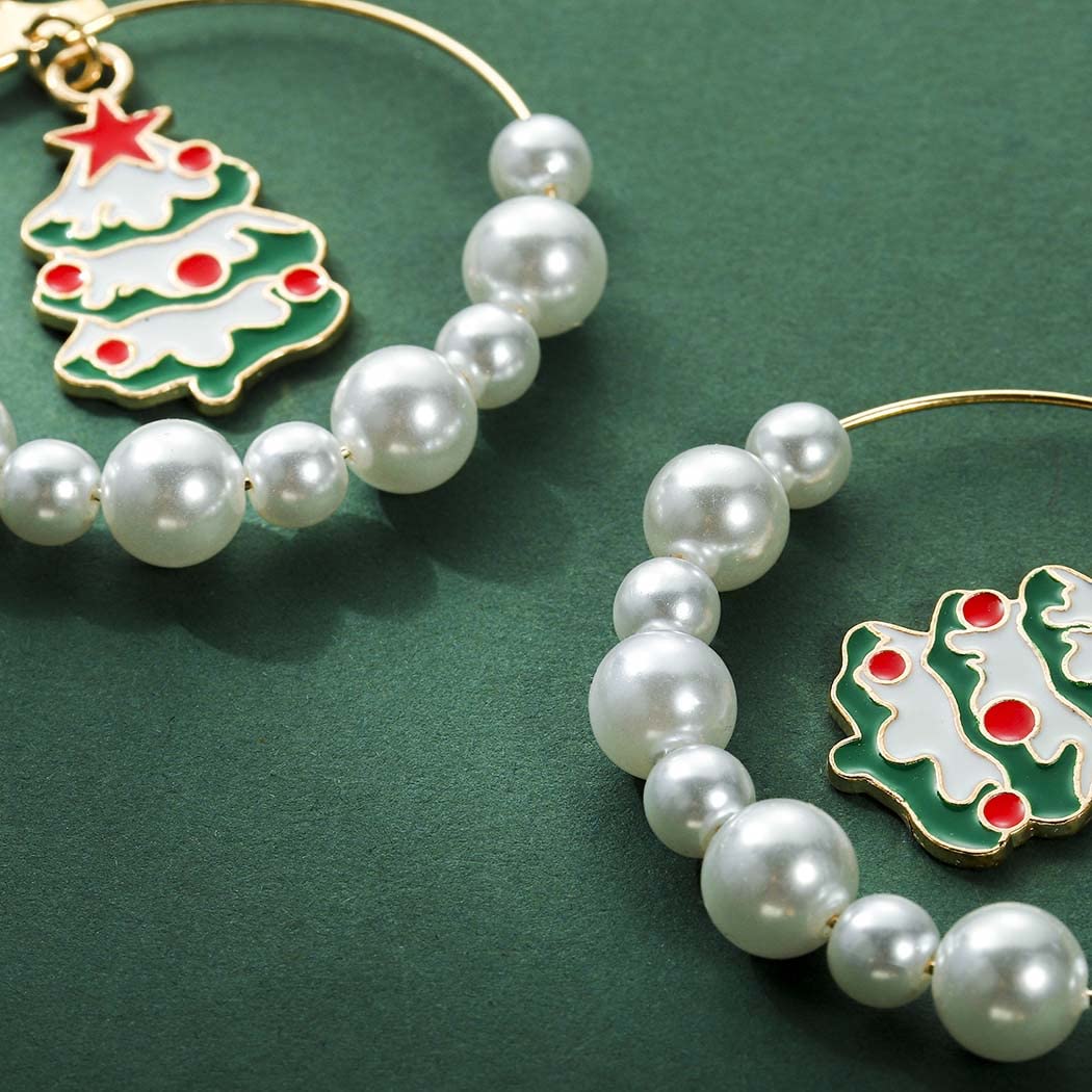 Gangel Elk Dangle Earrings with Pearls - Elegant Christmas Jewelry for Women & Girls | Perfect for Holiday Parties, Gifts & Festive Occasions (1 Pair)