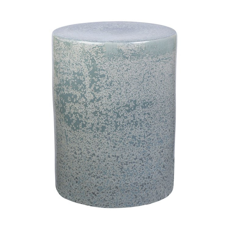 Derry Blue Glazed Accent Stool 13 x 18 Inch - Perfect for Living Room, Bedroom, or Entryway Decor