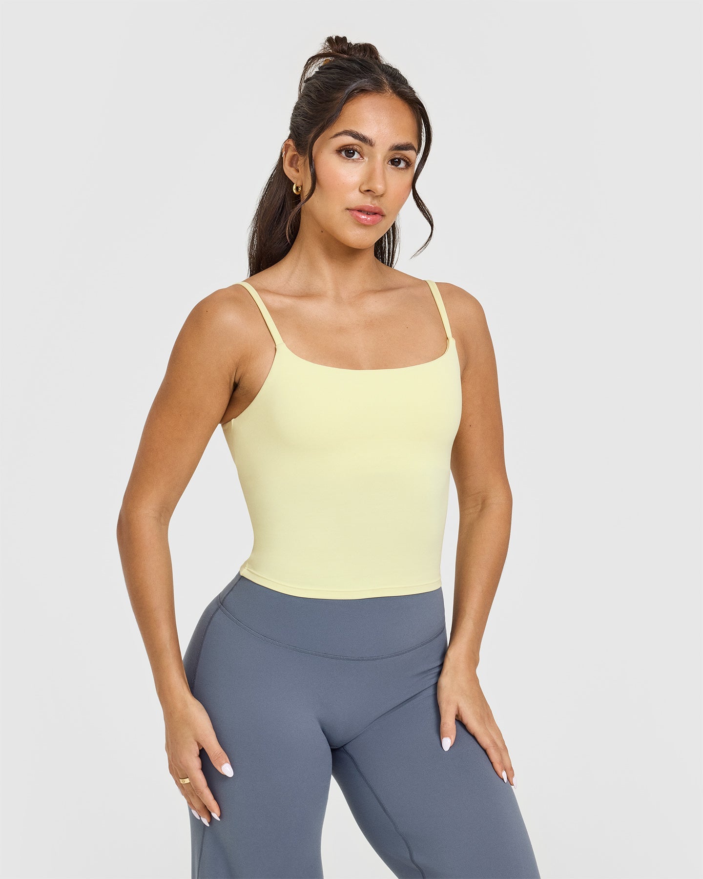 SoftMotion™ Strappy Mid Vest with Built-in Bra Shelf - Pastel Yellow | Women's Activewear for Yoga, Running & Gym Workouts