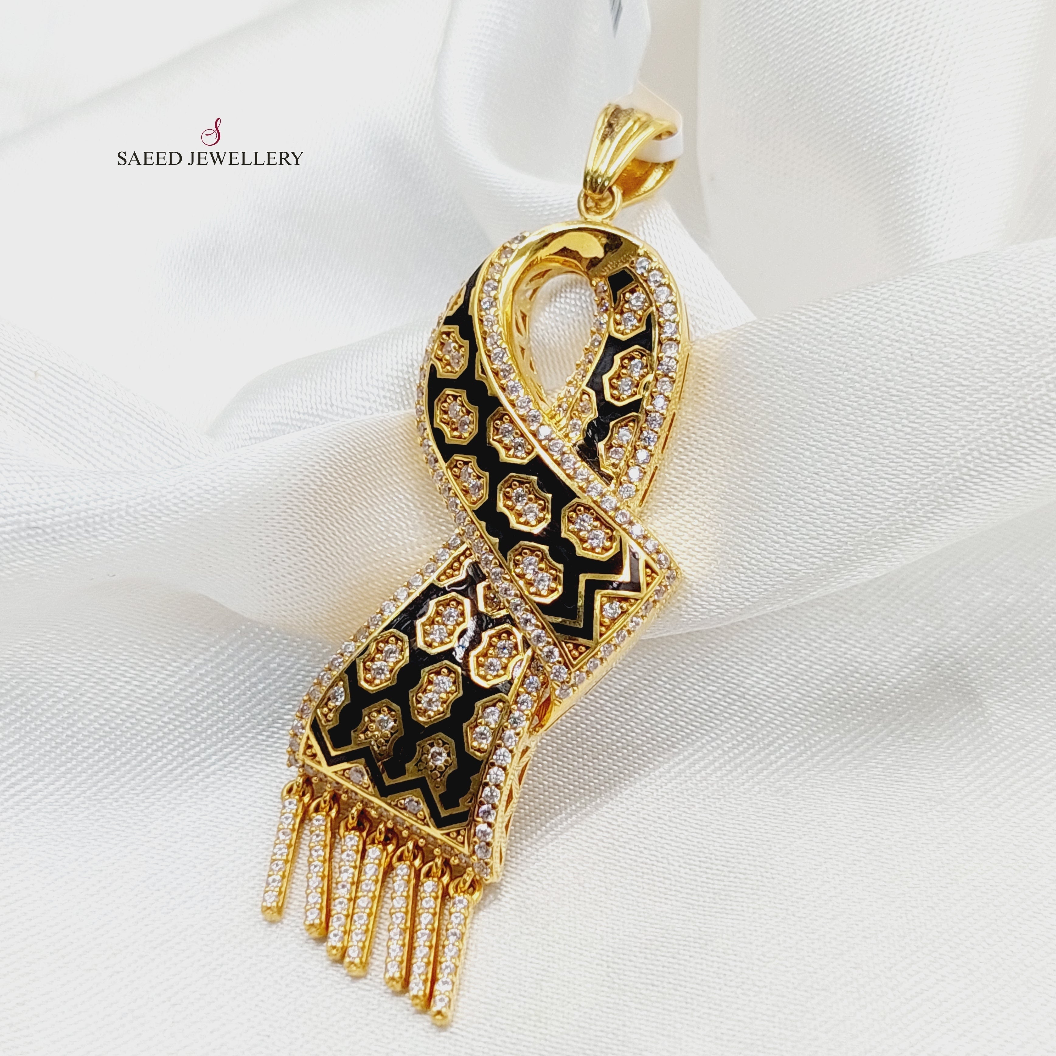 Elegant Enameled & Zircon Studded Scarf Pendant - Perfect for Women's Fashion Accessories, Gift Ideas & Special Occasions