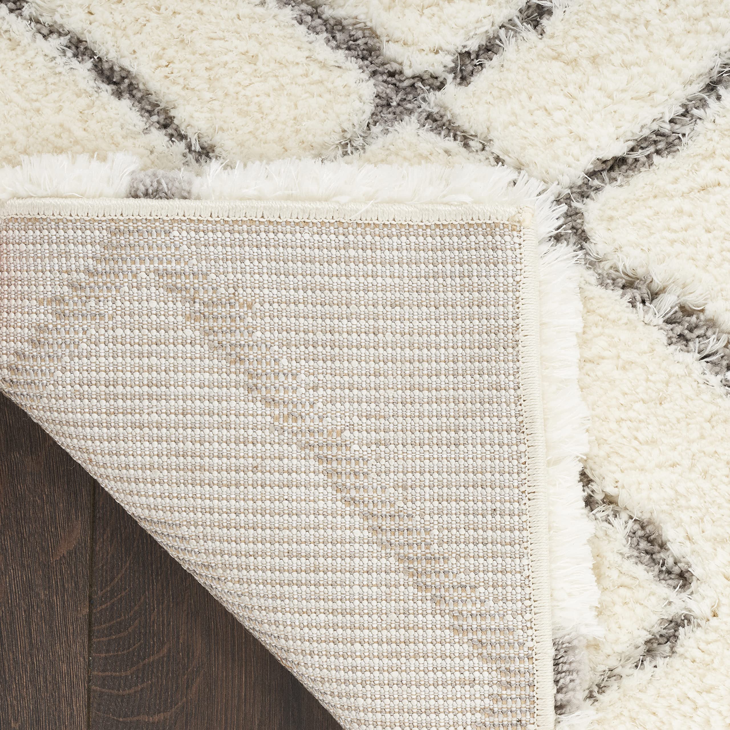 Nourison Luxurious Shag Lattice Ivory 8x10 Area Rug - Soft Plush Easy Clean Non-Shedding Carpet for Living Room, Bedroom, Dining Room & Kitchen | Perfect for Cozy Home Decor & High Traffic Areas