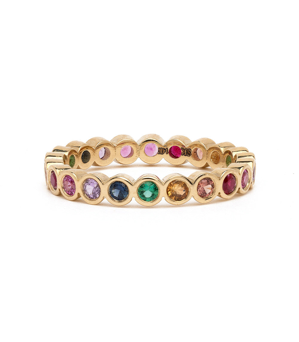 Rainbow Multi-Color Sapphire Eternity Band Ring for Women - 14K Gold Wedding, Anniversary & Bridal Jewelry Gift - Perfect for Special Occasions & Everyday Elegance