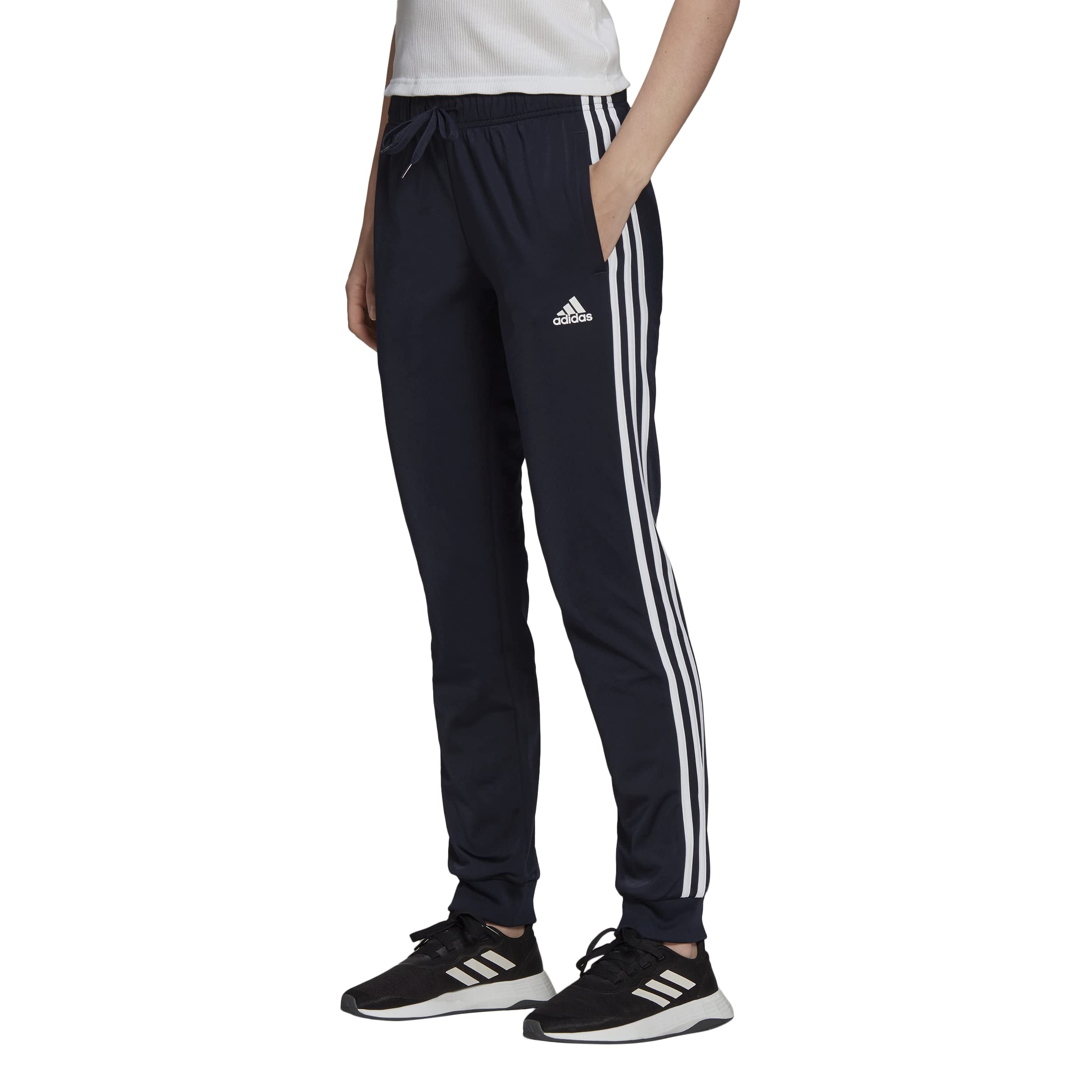 Adidas Women's Essentials Fleece Jogger Pants with Tapered Cuff - Soft Comfortable Lounge Pants for Yoga, Running & Casual Wear