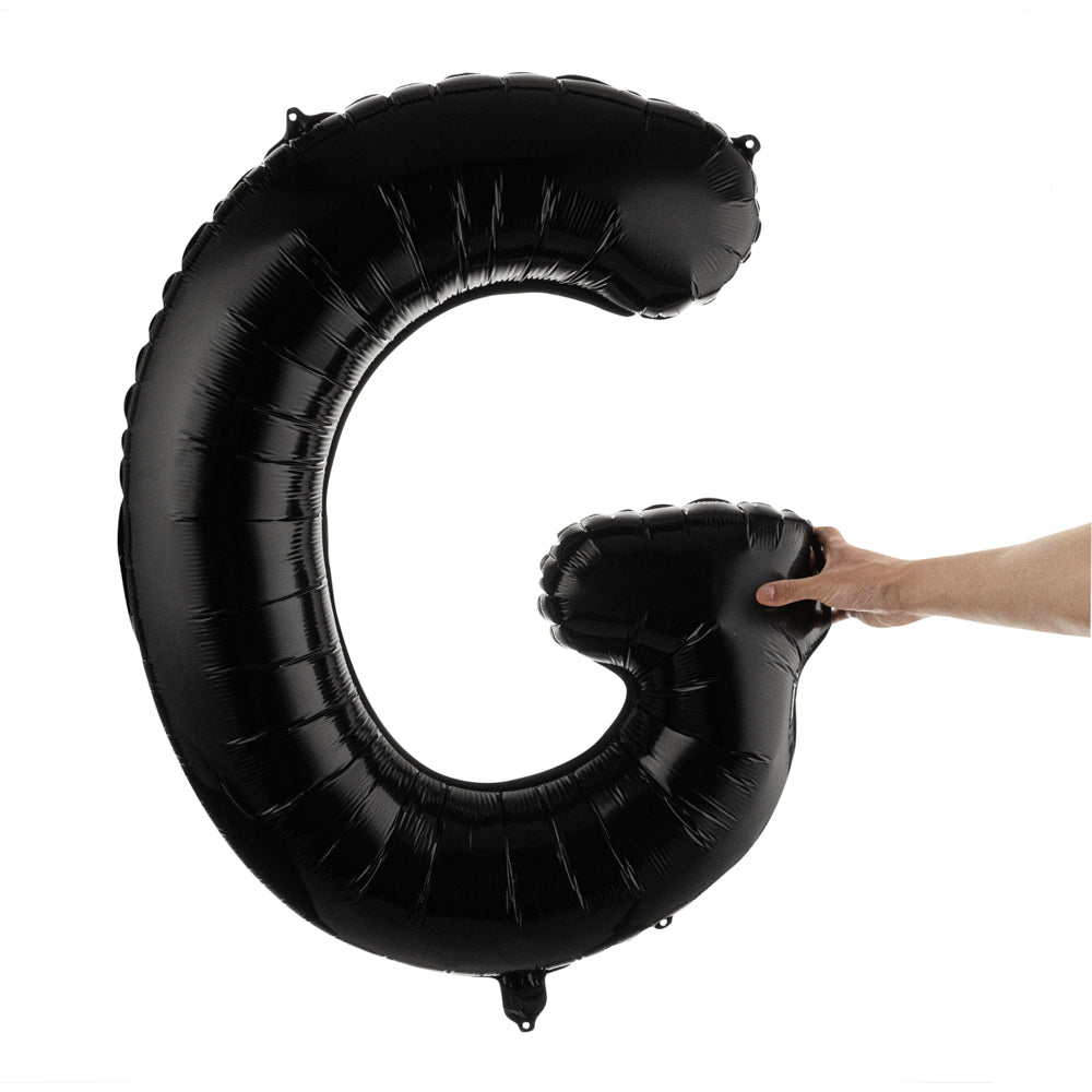 Black Mylar Letter G Balloon - 40 Inch Large Foil Balloon for Birthday Party Decorations, Baby Showers & Graduation Celebrations (1 Count Box)