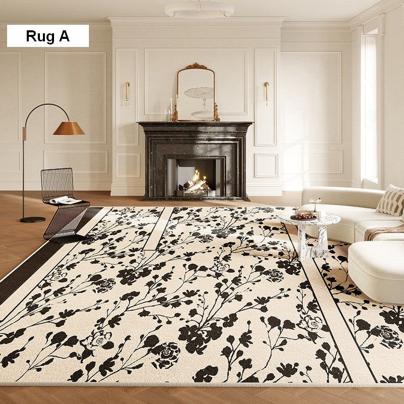 French Style Modern Floral Area Rugs - Non-Slip Bedroom & Living Room Carpet - Boho Chic Dining Room Rug for Home Decor | Perfect for Bedside, Nursery & Office Spaces