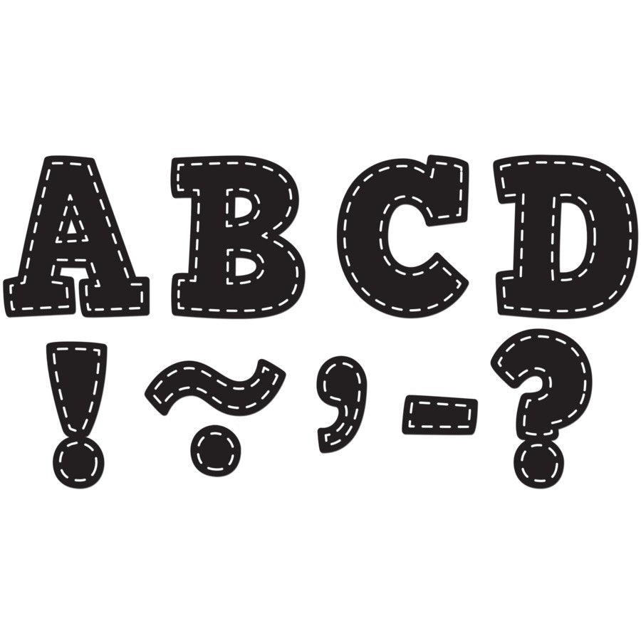 Black Stitch Bold Block 3 Magnetic Letters - Refrigerator Alphabet Set for Kids Learning & Kitchen Organization