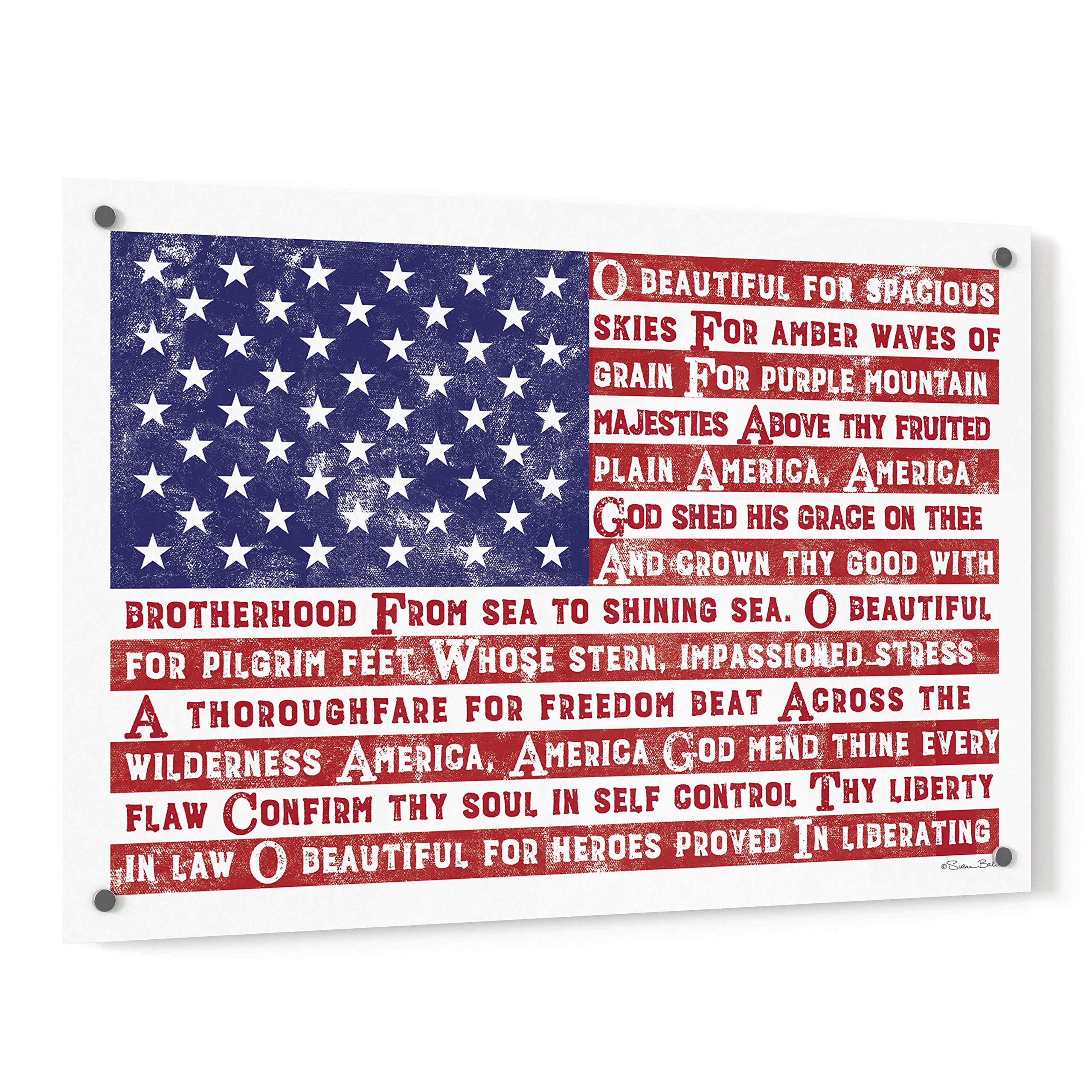 Epic Art 'America The Beautiful Flag' by Susan Ball - 36x24 Inch Acrylic Glass Wall Art Decor for Living Room, Office & Patriotic Home Decor