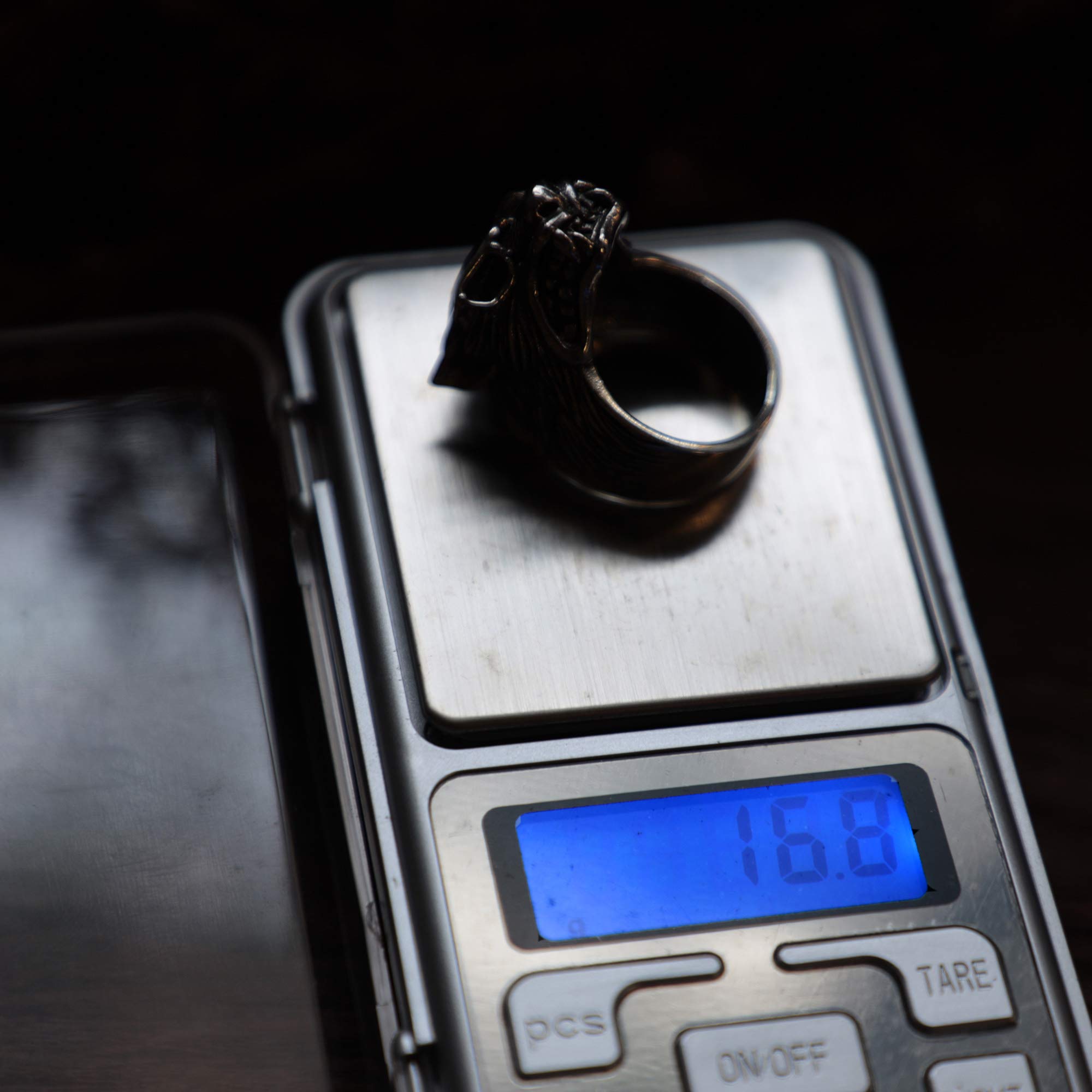 Wolf Odin Glasses Viking Ring for Men - 925 Sterling Silver Biker Skull Gothic Fox Boho Jewelry - Perfect for Viking Cosplay, Biker Fashion & Gothic Style Accessories