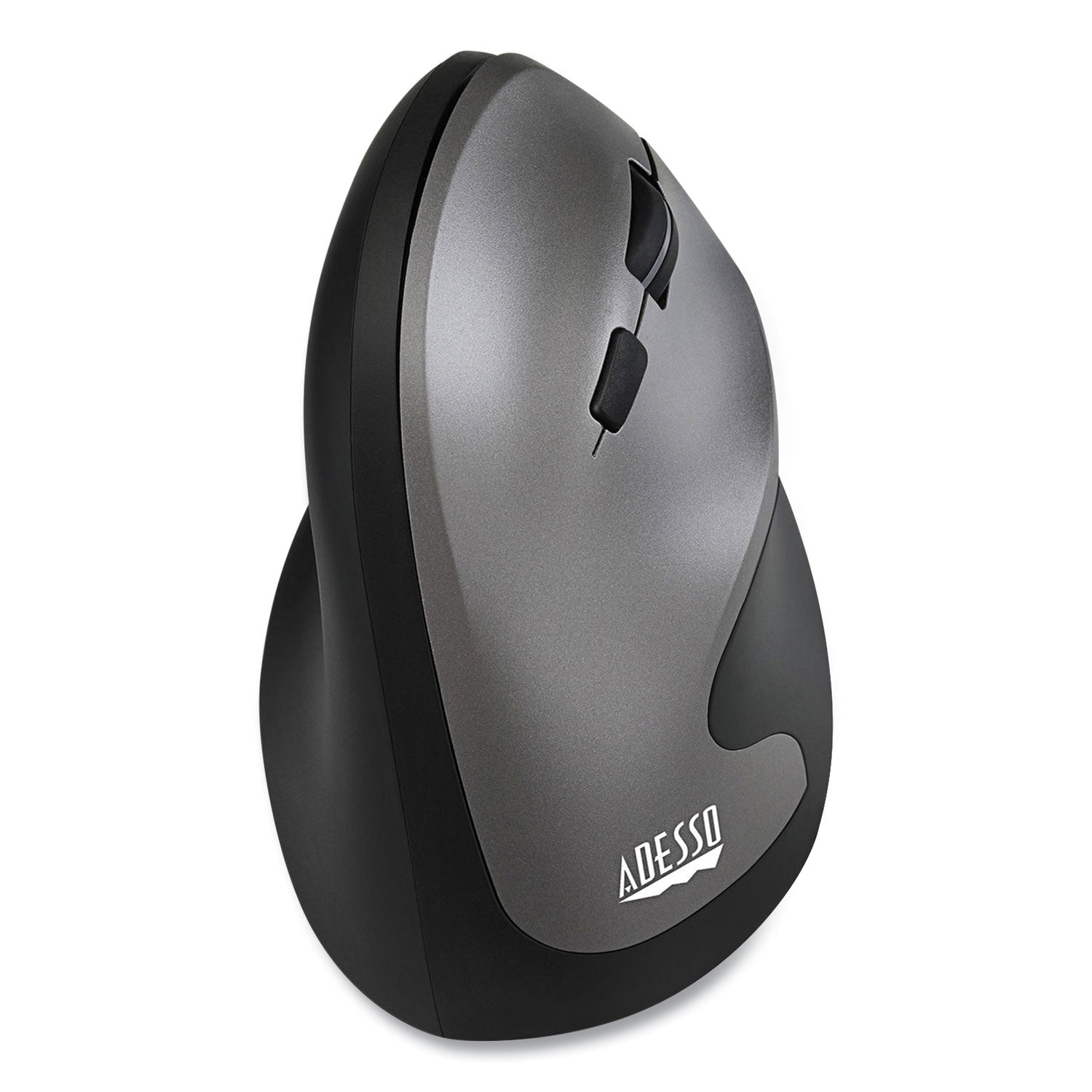 Adesso Imouse A20 Antimicrobial Vertical Wireless Mouse - Ergonomic Right-Handed Design, 2.4GHz with 33ft Range, Black/Granite - Perfect for Office Work, Gaming & Computer Use