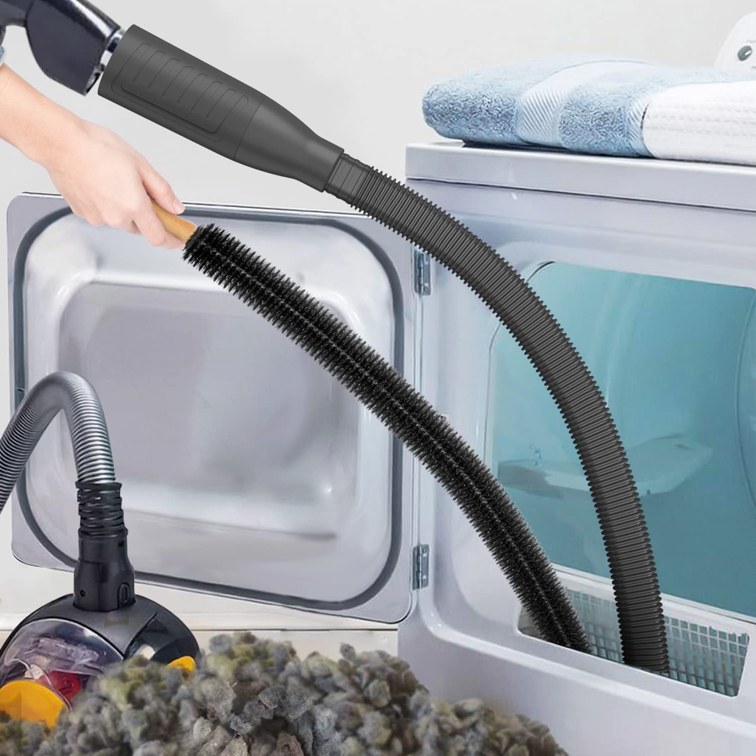 Sealegend 2-Piece Dryer Vent Cleaning Kit with Vacuum Attachment Hose & Lint Brush - Efficient Lint Remover for Dryer Maintenance - Perfect for Home Laundry Room & Appliance Care