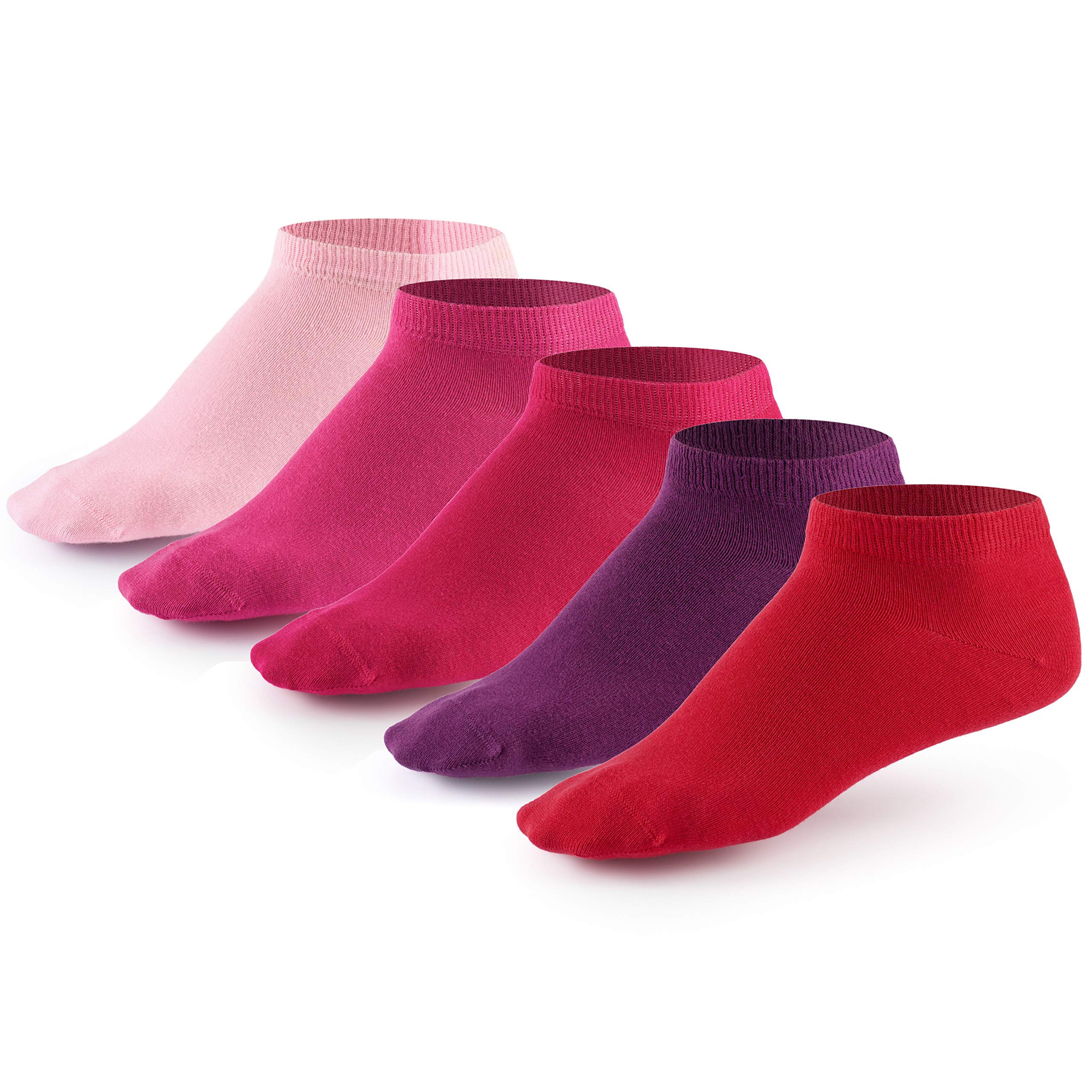 Mat & Vic's Cotton Classic Sneaker Socks - 5 or 10 Pairs | Black, White, Denim Blue, Gray, Green, Red, Pink, Purple, Brown, Beige & Colorful Options - Perfect for Casual Wear, Sports & Everyday Comfort