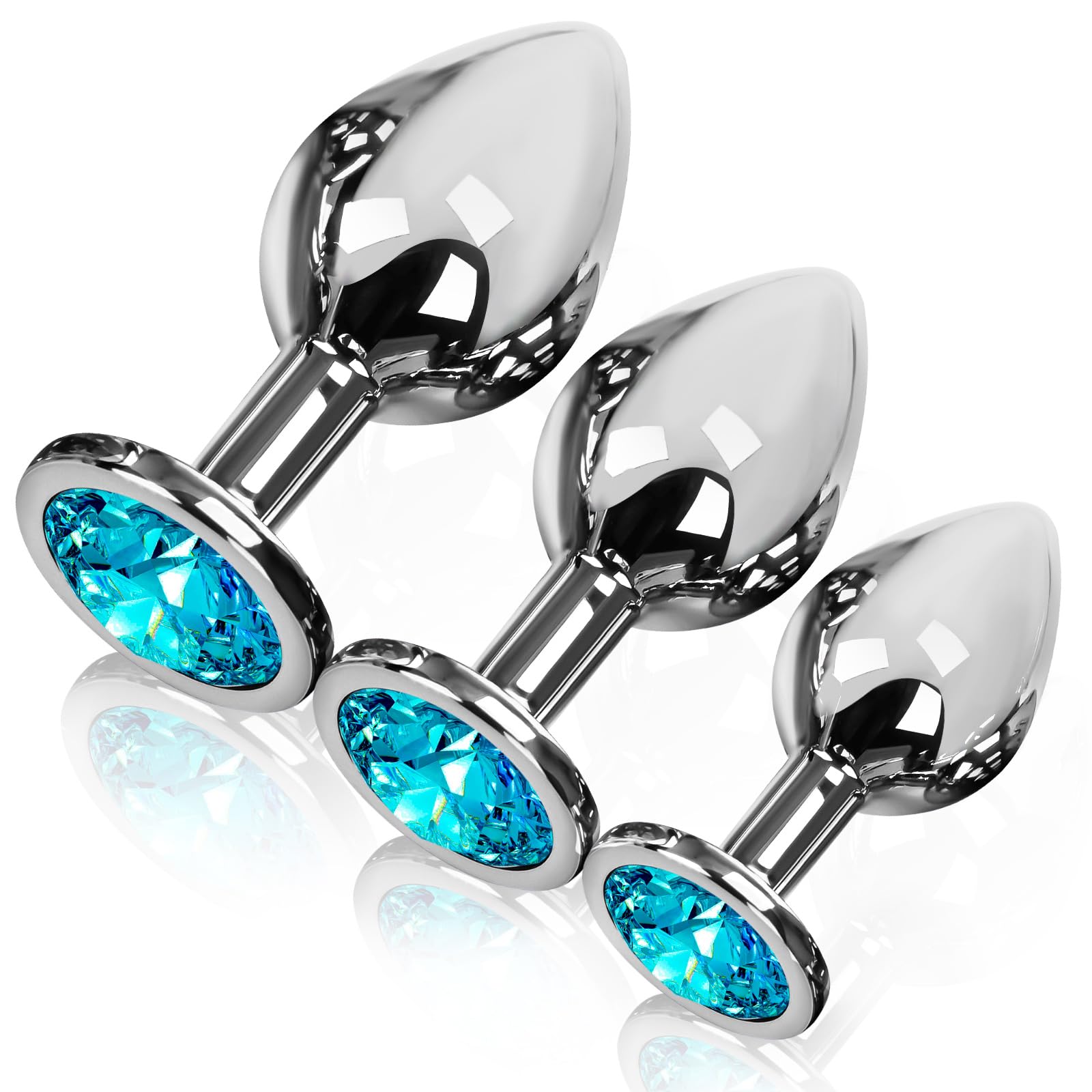 COWINOE 3-Piece Beginner Anal Plug Set - Silver Jeweled Butt Plugs for Anal Training & G-Spot Stimulation | Unisex Adult Sex Toy for Men, Women & Couples | Perfect for Beginners, Solo Play & Couples Intimacy