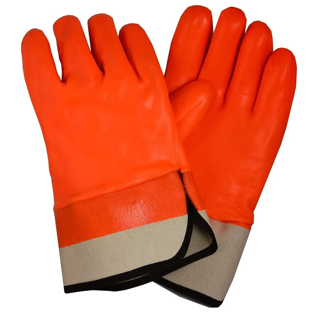 Chemical Resistant PVC Coated Foam Lined Safety Cuff Work Gloves - Heavy Duty 90W H493 for Industrial, Construction, and Chemical Handling Protection