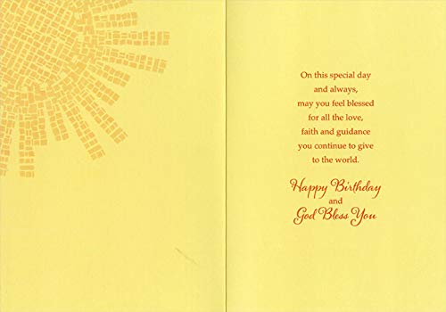 Orange Sun Block Pattern Birthday Card for Minister - Unique Designer Greetings Card for Pastors, Priests & Clergy - Perfect for Ordinations, Anniversaries & Religious Celebrations