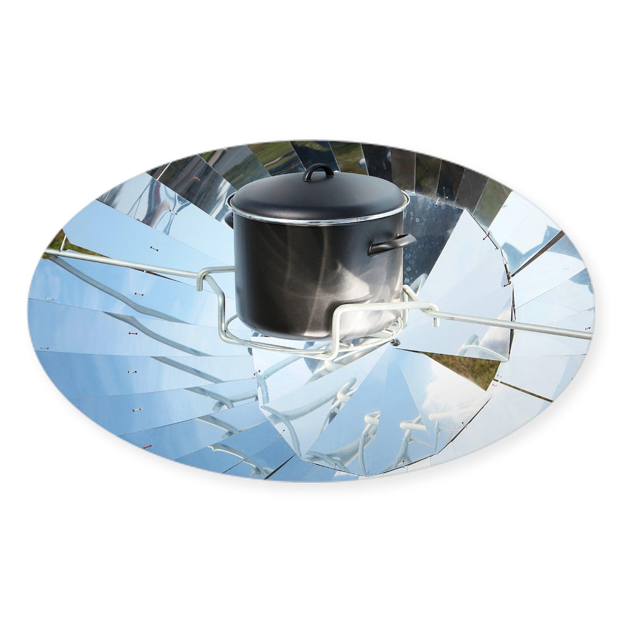 Eco-Friendly Parabolic Solar Cooker Oval Car Bumper Sticker - Sustainable Cooking & Outdoor Adventure Decal for Camping, RV Travel & Environmental Awareness