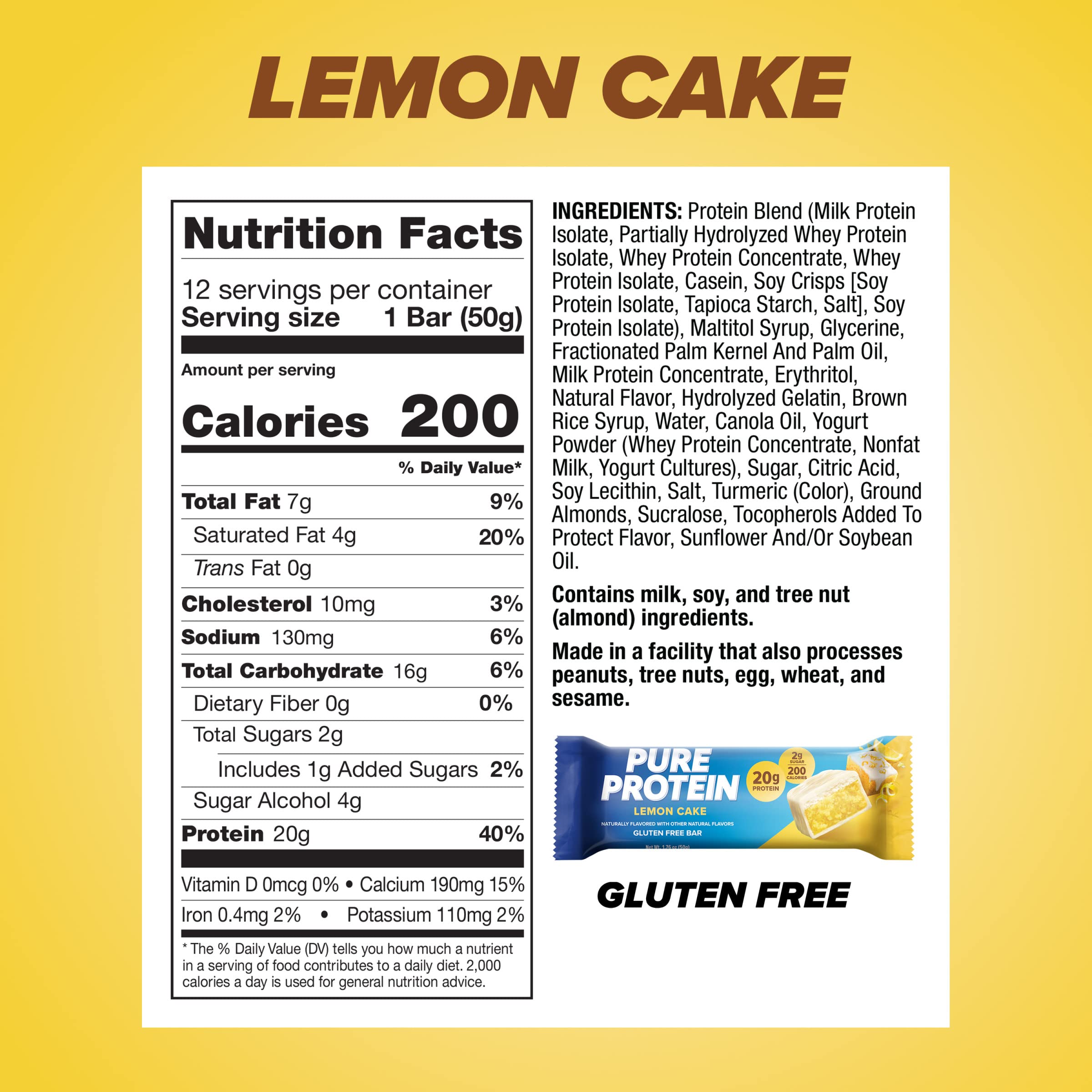 Pure Protein Bars - High Protein Lemon Cake Snacks for Energy & Fitness
