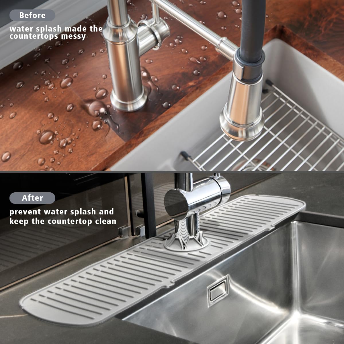 Non-Slip Silicone Faucet Mat for Kitchen Sink - 24