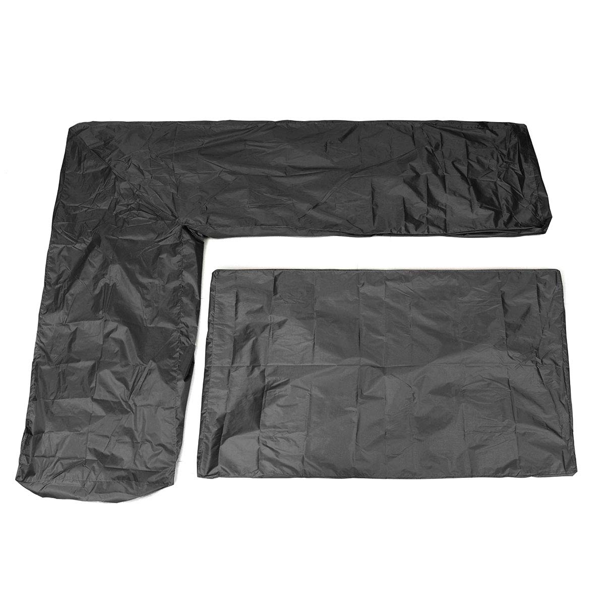L-Shaped Sofa Cover & Rectangular Table Cover Set - Waterproof Sunproof Dustproof Outdoor Furniture Protector for Patio, Deck, Garden (2-Piece Set, Black) - Perfect for Outdoor Entertaining and All-Weather Protection