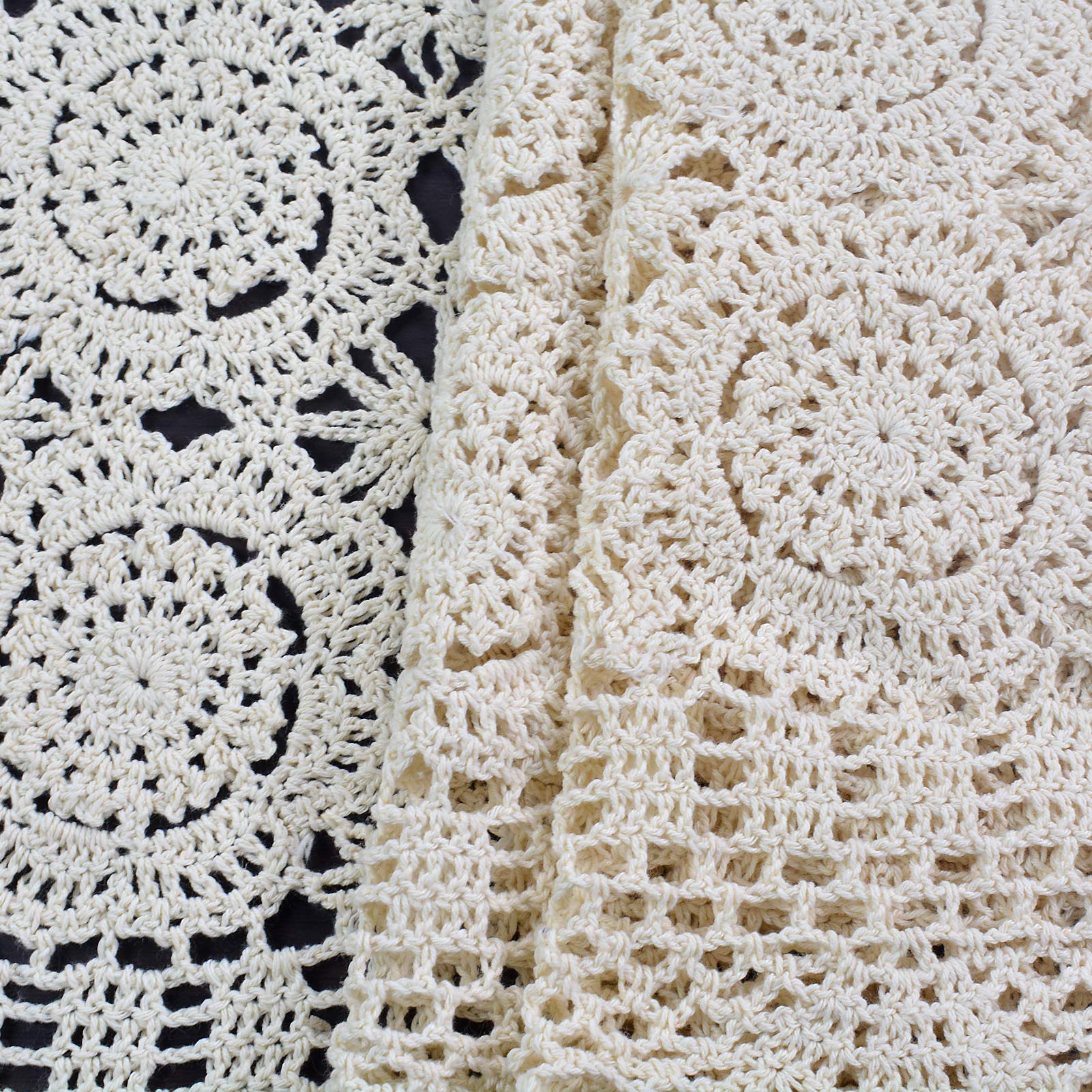 USTIDE 100% Cotton Lace Crochet Table Runner Set (2pcs) - 15.7