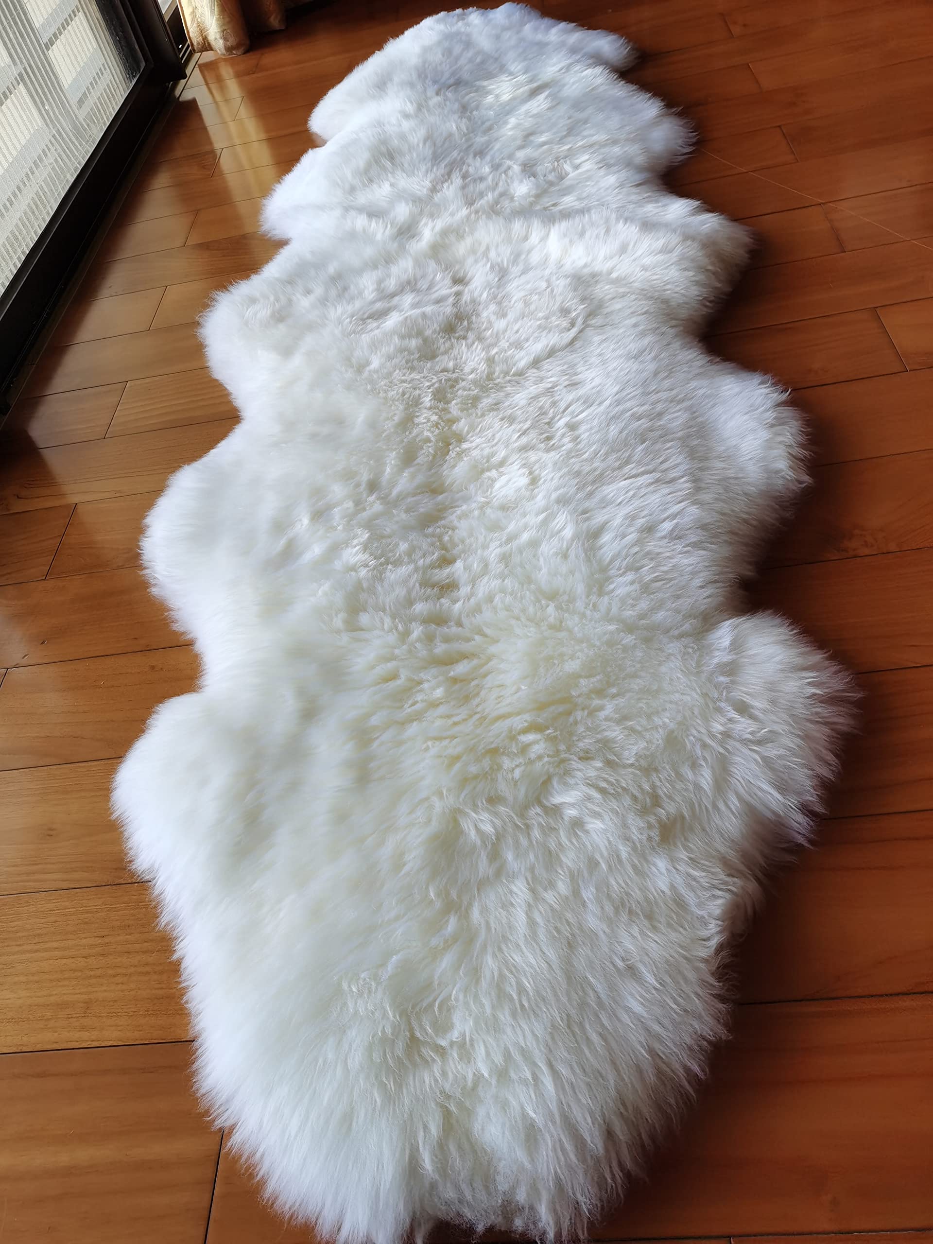 Premium Double-Sized Natural White Sheepskin Rug 78