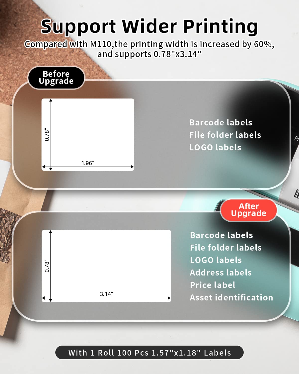 Phomemo M220 Bluetooth Thermal Label Printer - 3.14