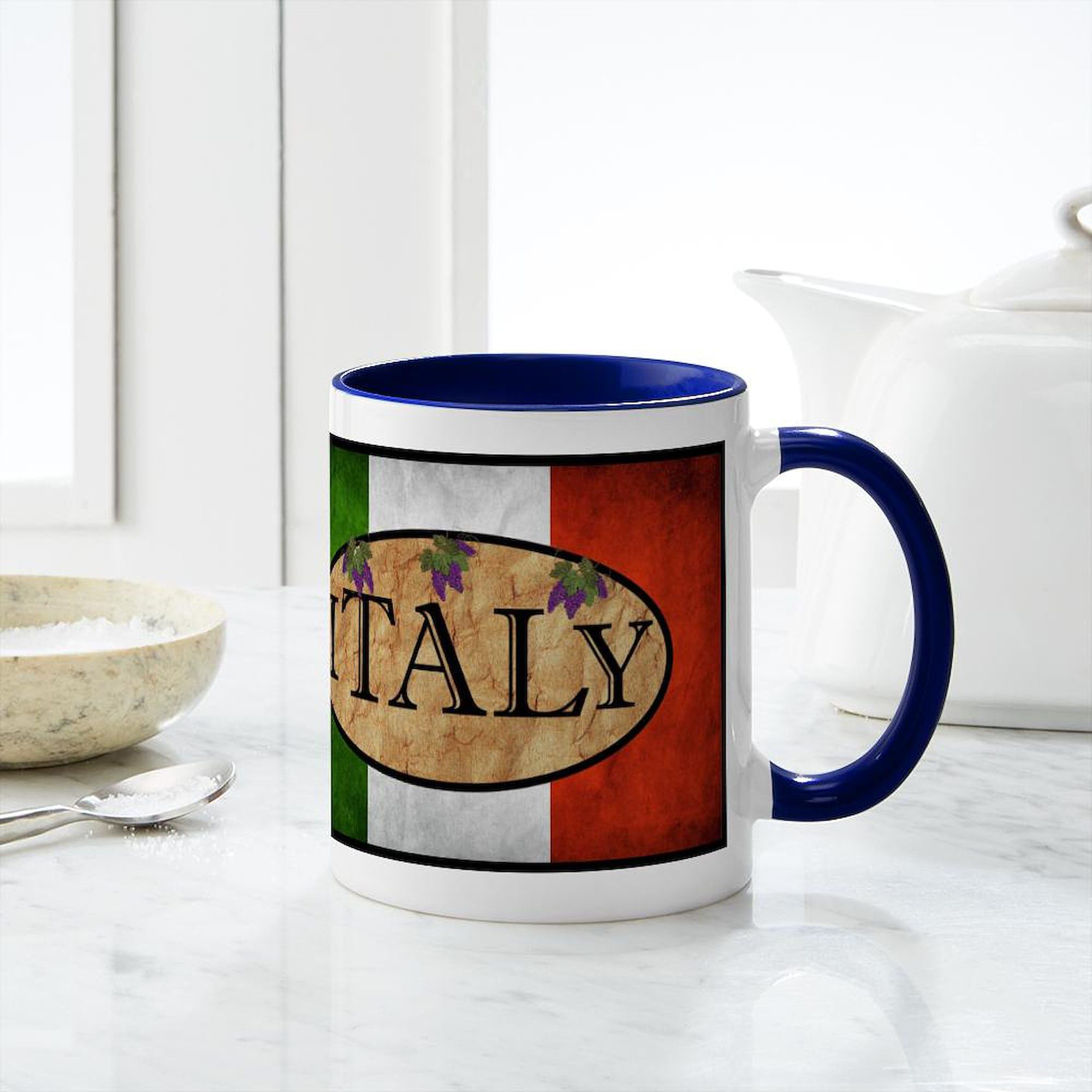 Italian Flag Coffee Mug 11 oz (325 ml) - Ceramic Travel Mug for Tea, Hot Chocolate & Espresso - Perfect for Home, Office & Gifts