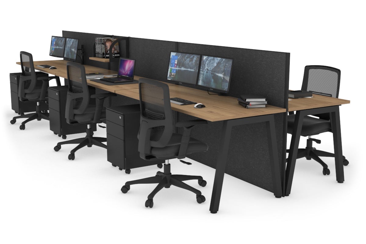 Horizon Quadro 6-Person Office Workstation Bench with A-Legs - 1200L x 700W Dimensions - Perfect for Conference Rooms, Coworking Spaces & Open Office Layouts