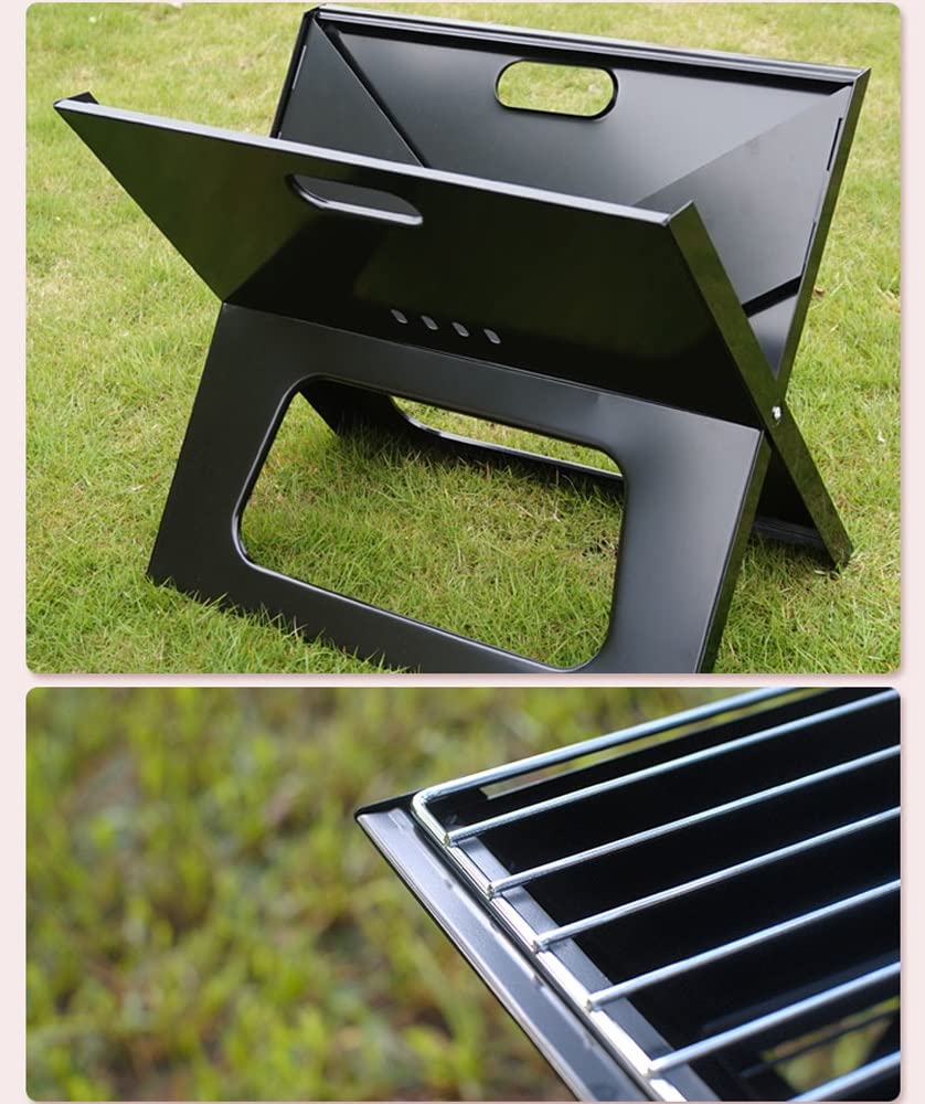 Portable Charcoal Grill - Folding Stainless Steel BBQ Smoker Grill for Outdoor Cooking, Picnics, Camping & Backyard Parties | Compact Tabletop Design for Garden, Terrace & Travel Use