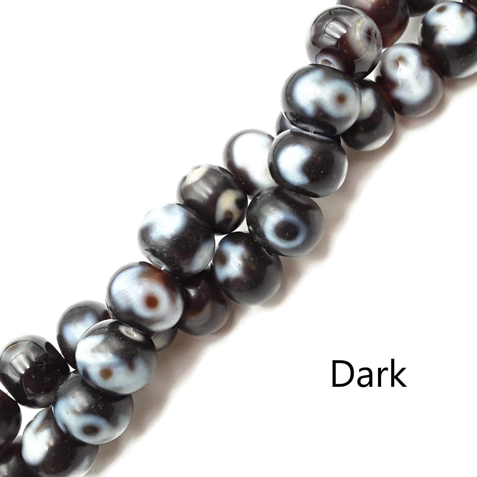 Antique Tibetan Dzi Agate Rondelle Beads - Dark & Light Brown - 12x15mm - 15.5 Inch Strand - for Jewelry Making, Meditation & Spiritual Healing
