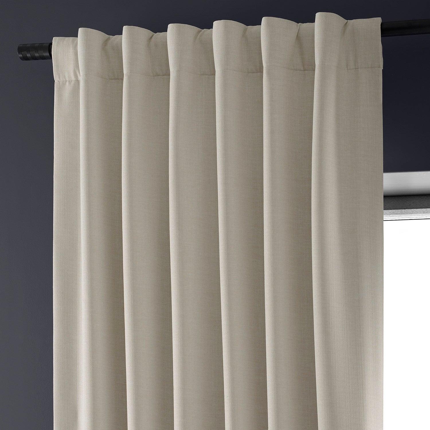 Caravan Beige Faux Linen Blackout Curtains for Bedroom & Living Room - Thermal Insulated Window Drapes for Hotels, Home Decor, and Light Blocking
