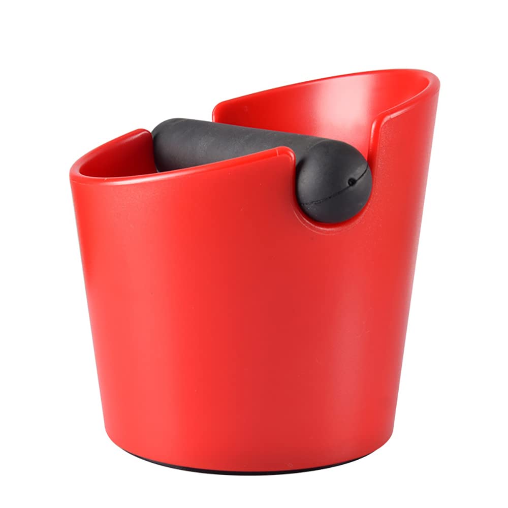 Premium Espresso Knock Box for Barista & Home Use - Wide Mouth Red Coffee Grounds Bin with Removable Knock Bar, Non-Slip Shock-Absorbent Base - Ideal for Coffee Shops, Home Brewing & Professional Barista Workstations