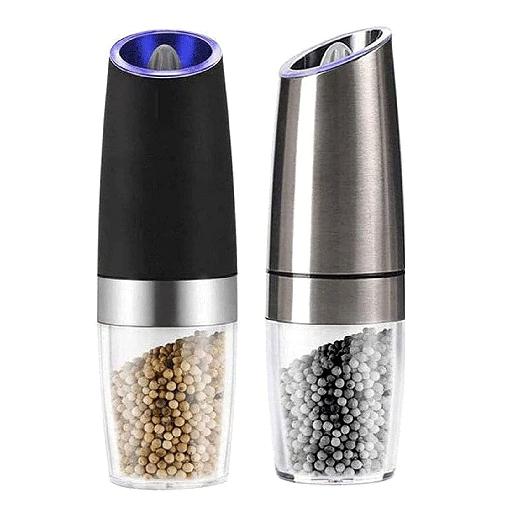 Premium Salt and Pepper Grinder Set (2-Piece) - Adjustable Ceramic Grinders with Glass Body for Freshly Ground Spices - Perfect for Kitchen, Dining Table & Gourmet Cooking