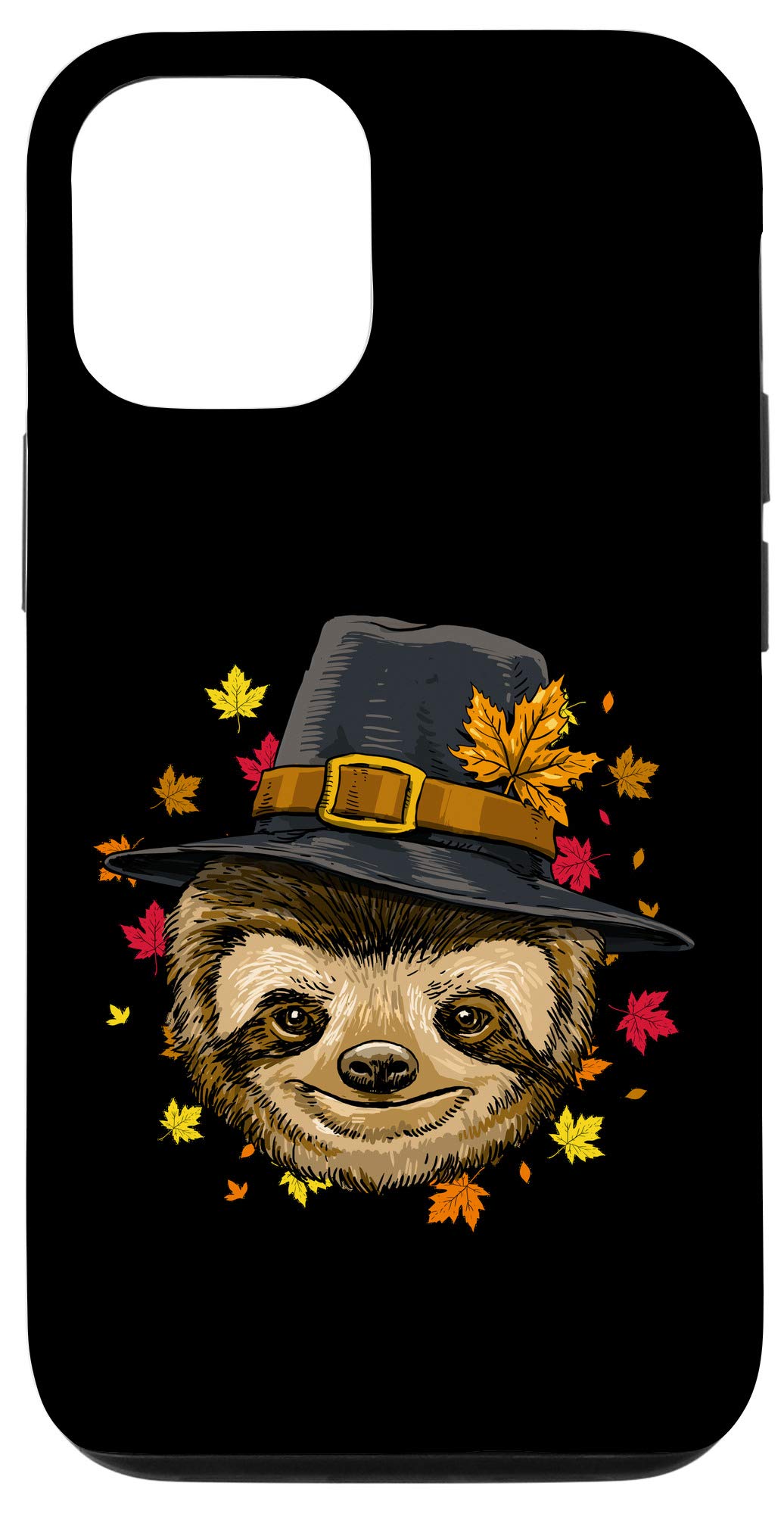 iPhone 12/12 Pro Case with Thanksgiving Sloth Pilgrim Design - Protective Phone Cover for Men & Women - Perfect for Holiday Parties, Family Gatherings & Autumn Festivals