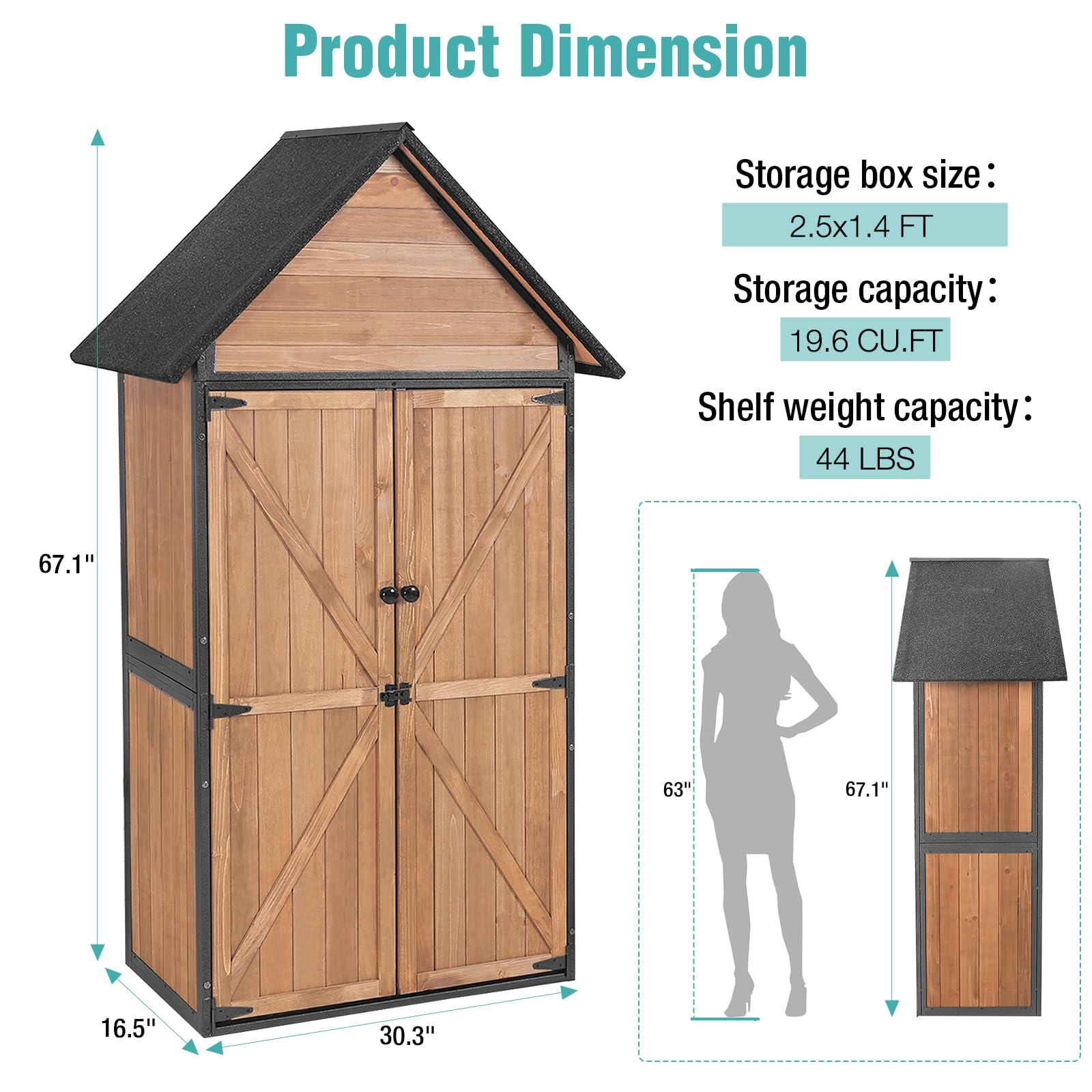 Outdoor Storage Shed with Metal Frame & Adjustable Shelves - Large Capacity Garden Tool Cabinet for Backyard, Patio, Lawn - Perfect for Storing Gardening Tools, Outdoor Equipment & Seasonal Items (Brown)