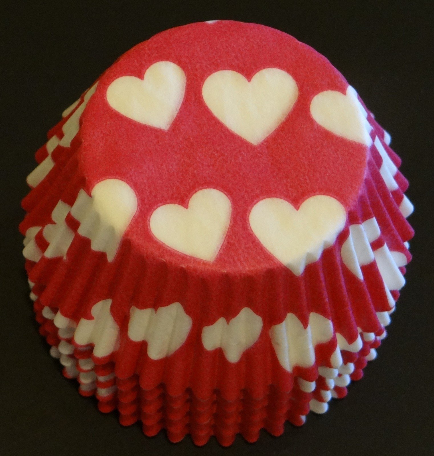 100 White Hearts on Hot Pink Cupcake Liners - Standard Size Baking Cups for Parties, Weddings & Valentine's Day Desserts