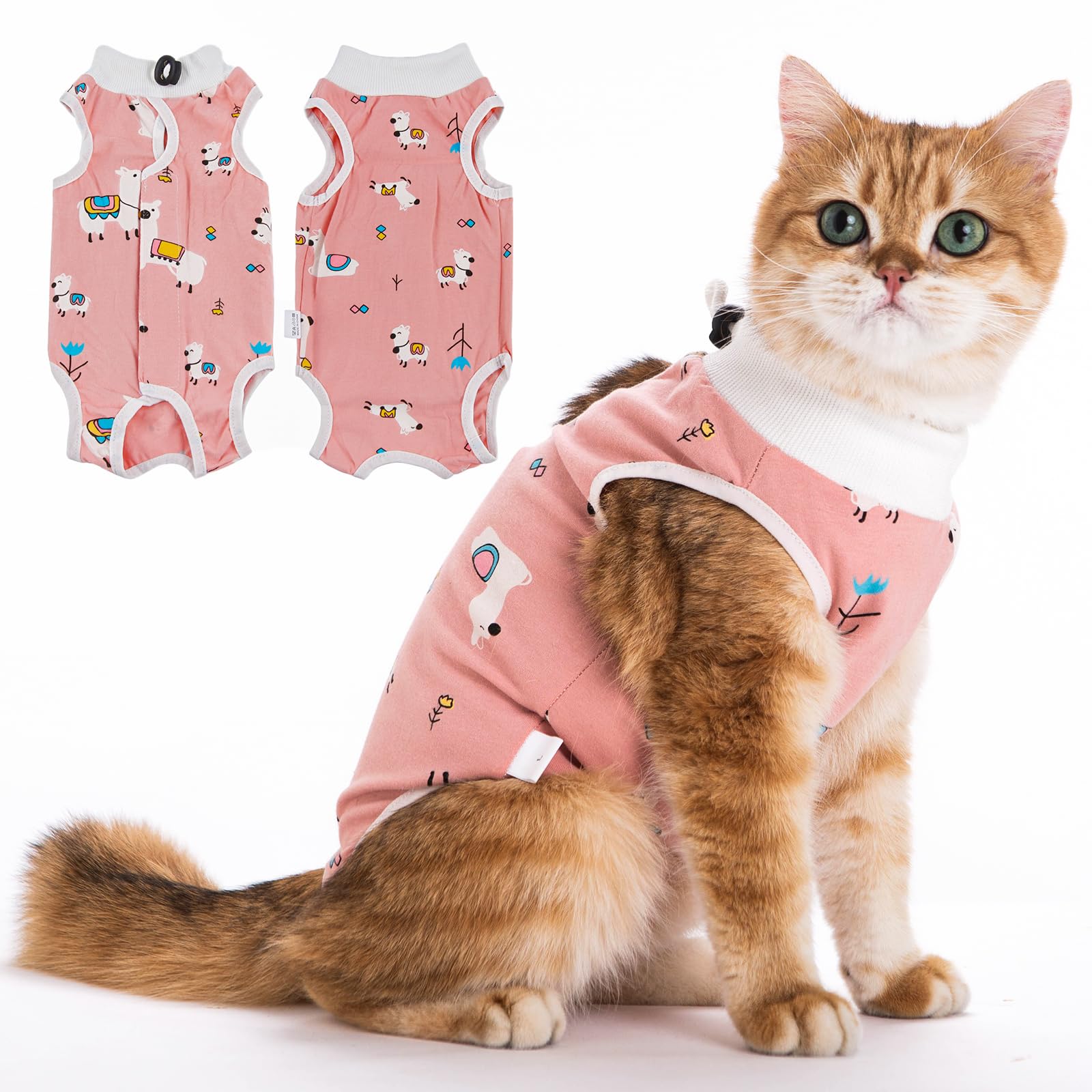 Post-Surgery Cat Recovery Suit for Female & Male Cats - Soft & Breathable Onesie to Prevent Licking Wounds - Alternative to Cat Cone (Size L, Alpaca Fabric) - Ideal for Spay/Neuter Recovery & Abdominal Surgery Aftercare