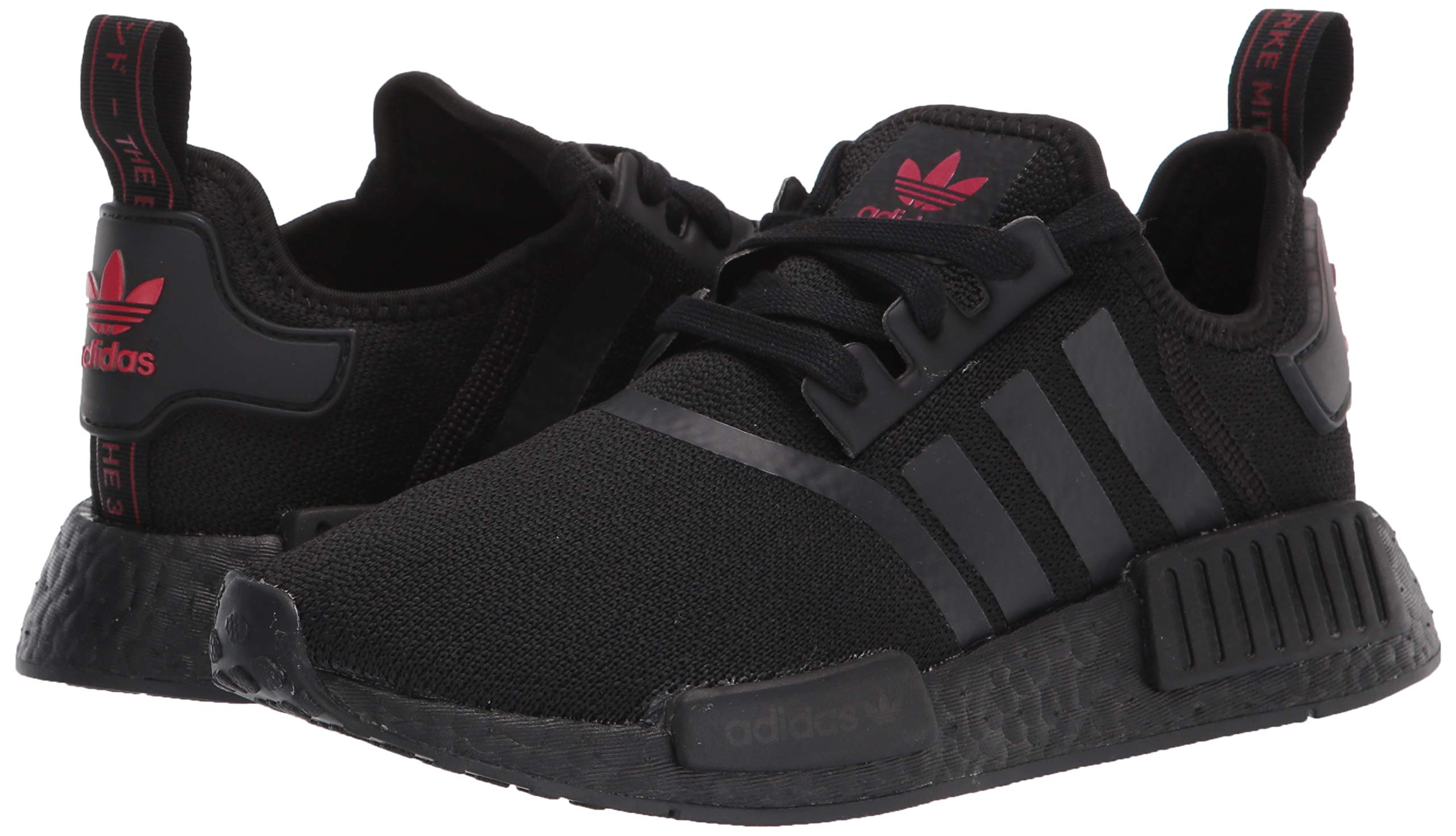 adidas Originals Women's NMD_R1 Sneakers - Black/Black/Scarlet | Size 8.5 US | Running Shoes for Women, Gym Workout & Casual Wear