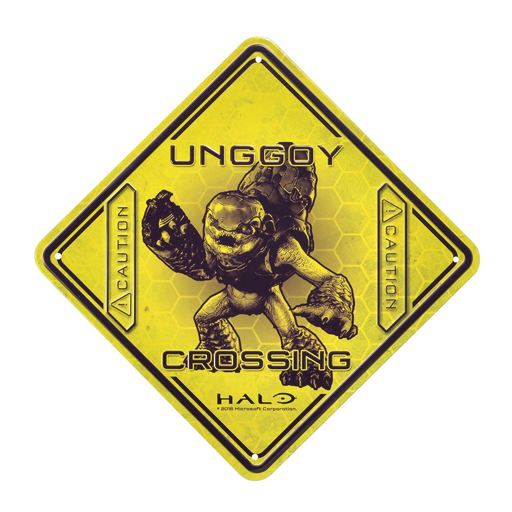 Vintage The Coop Halo Crossing Unggoy Metal Tin Sign - Retro Gaming Wall Decor for Man Cave, Game Room & Bar