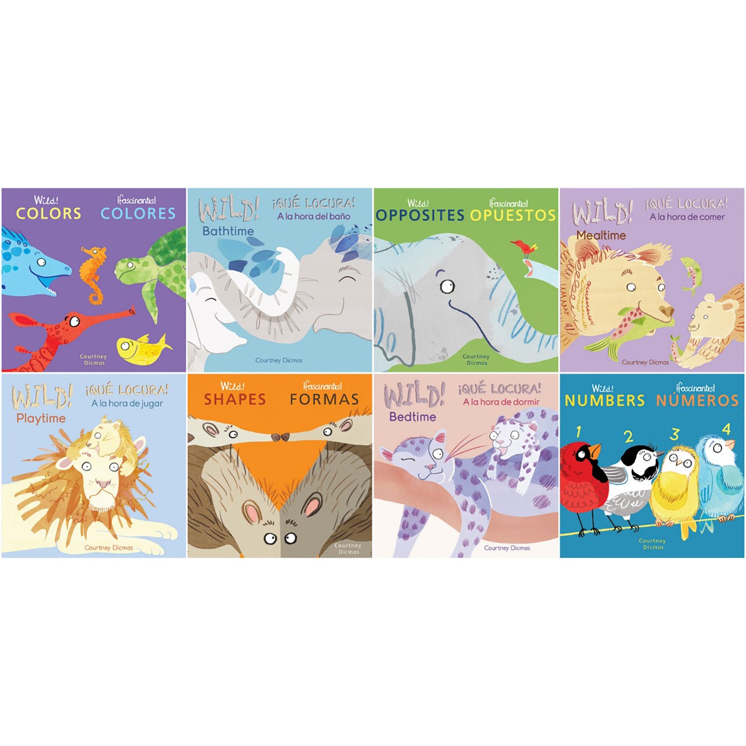 Wild Concepts! 8 Book Bilingual English-Spanish Board Book Set for Toddlers - Early Learning & Bedtime Reading for Kids Ages 1-3
